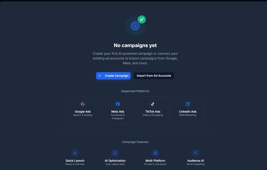 Campaigns - Manage all platforms in one place