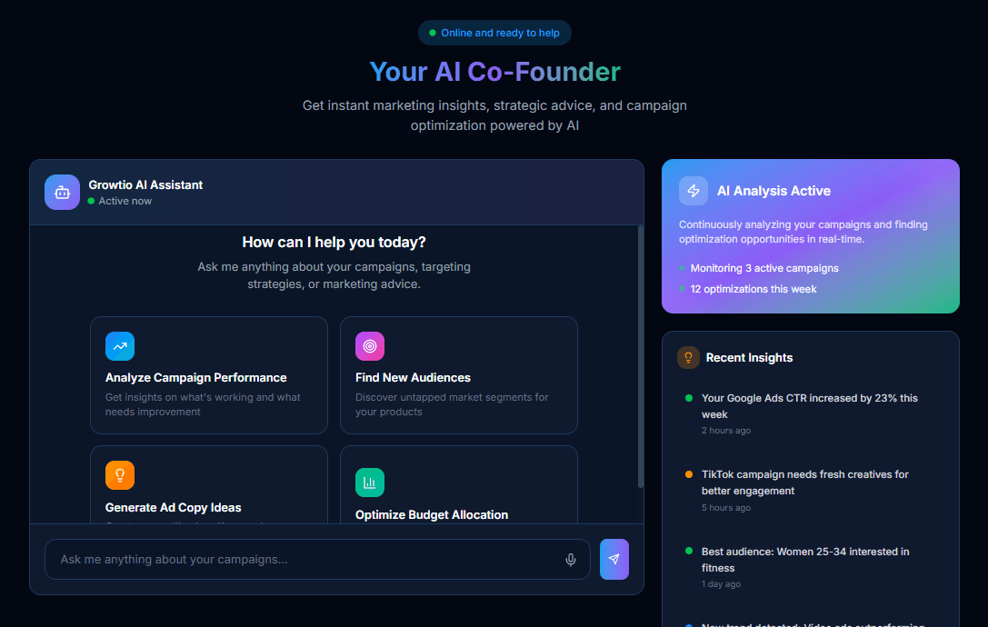 AI Co-Founder - 24/7 marketing advisor
